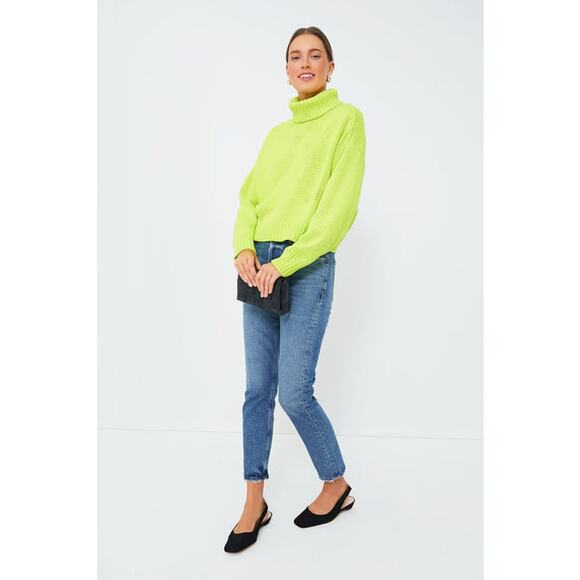 NWT 525 America Edie Peridot Lime Chunky Turtleneck Sweater – Size XS - Picture 6 of 11